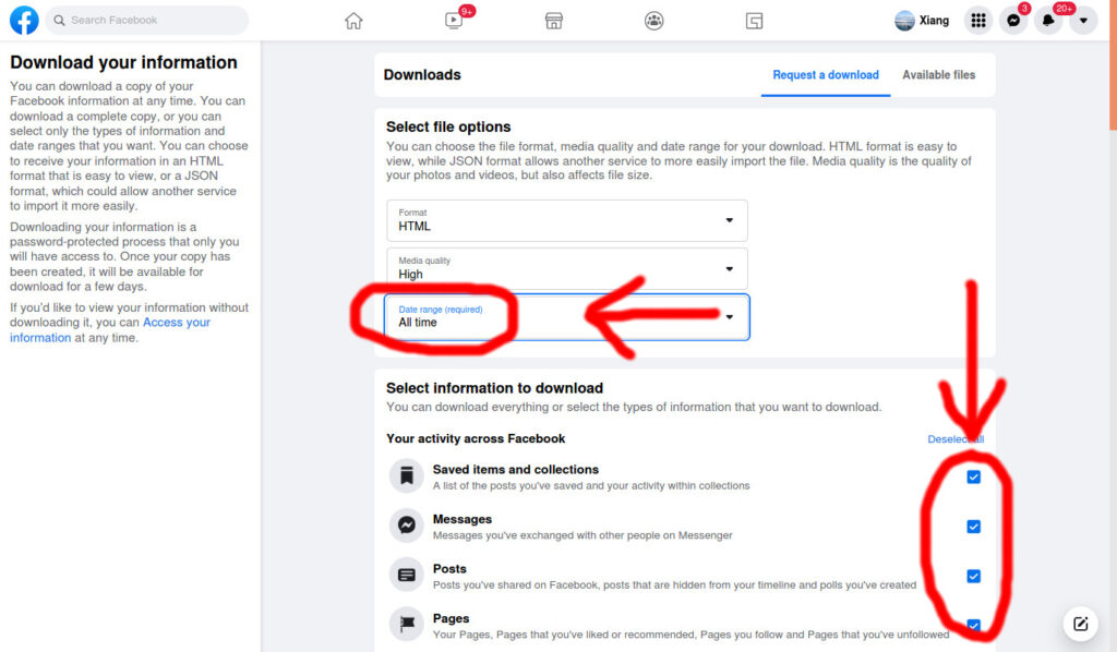 How to download personal data from Facebook (5)